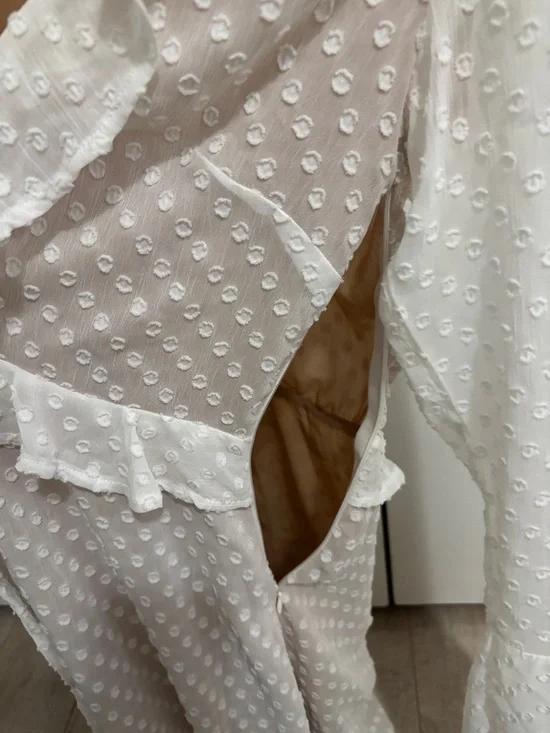 WYLDR White Dot Ruffle Tie-Front Mini Backless Dress - Picture 5 of 5